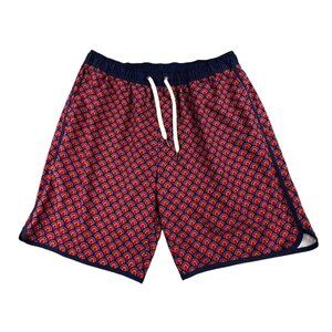 Fair Harbor Board Swim Shorts Trunks Mens XL Red & Blue Geometric Pattern